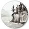 Designart - Monochrome Cliffs By The Lake - Nautical &#x26; Coastal Metal Circle Wall Art